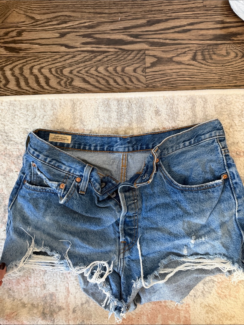 Levi's 501 Original Cut-Off Denim Shorts Women's Distressed Jean Shorts in Blue